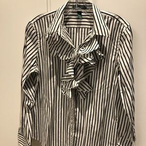 Ralph Lauren Regular Fit Ruffle Front Stripe Shirt